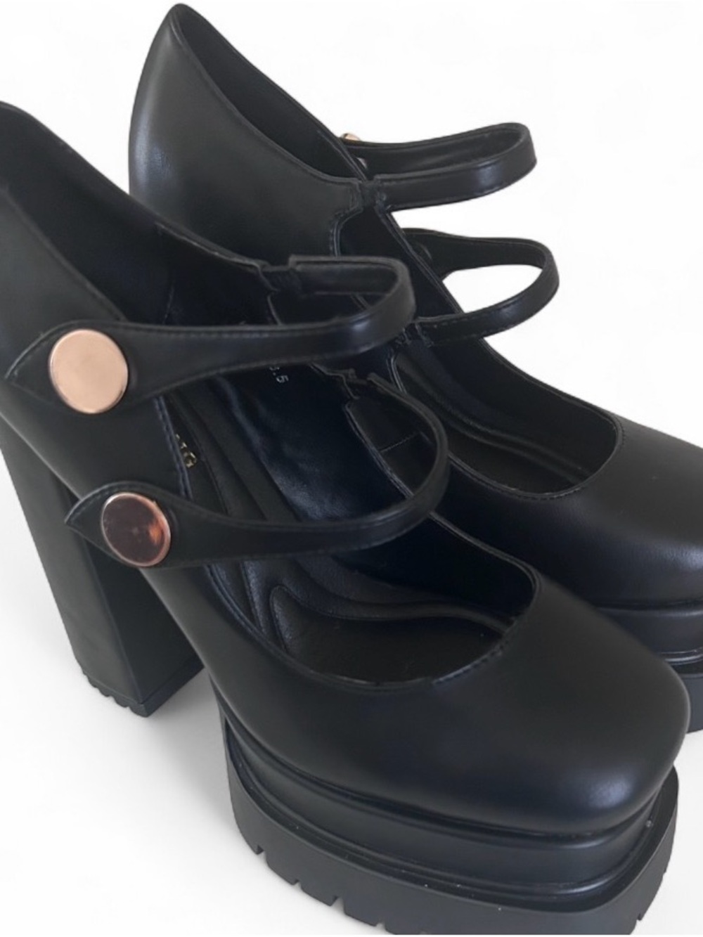 (NEW WITHOUT TAGS) Black Platform Mary Jane Heels with Double Straps